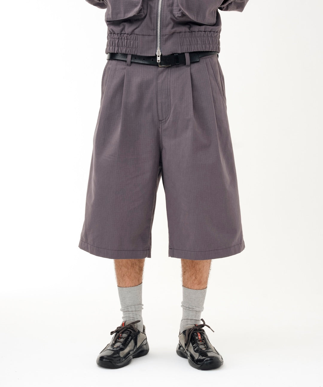 Cotton Ripstop Baggy Shorts (GRAY)