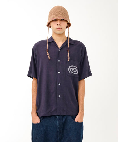 Open Collar S/S Shirt (NAVY)