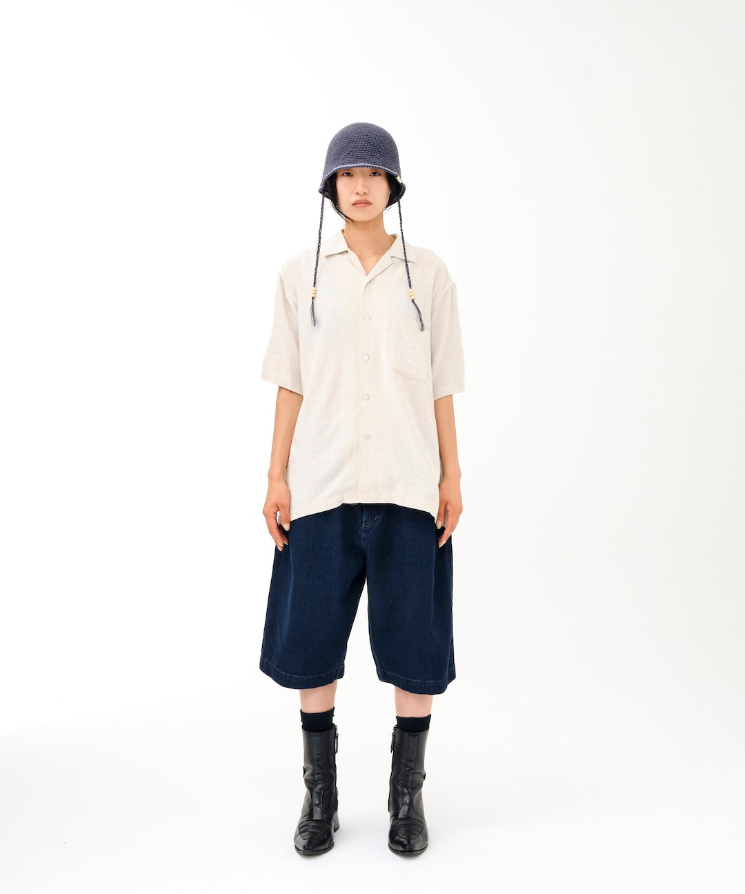 Open Collar S/S Shirt (OATMEAL)