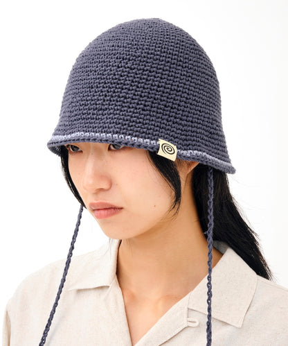 Hand-knitted Hemp Hat (NAVY)