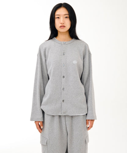 Waffle Crewneck Cardigan (GRAY)