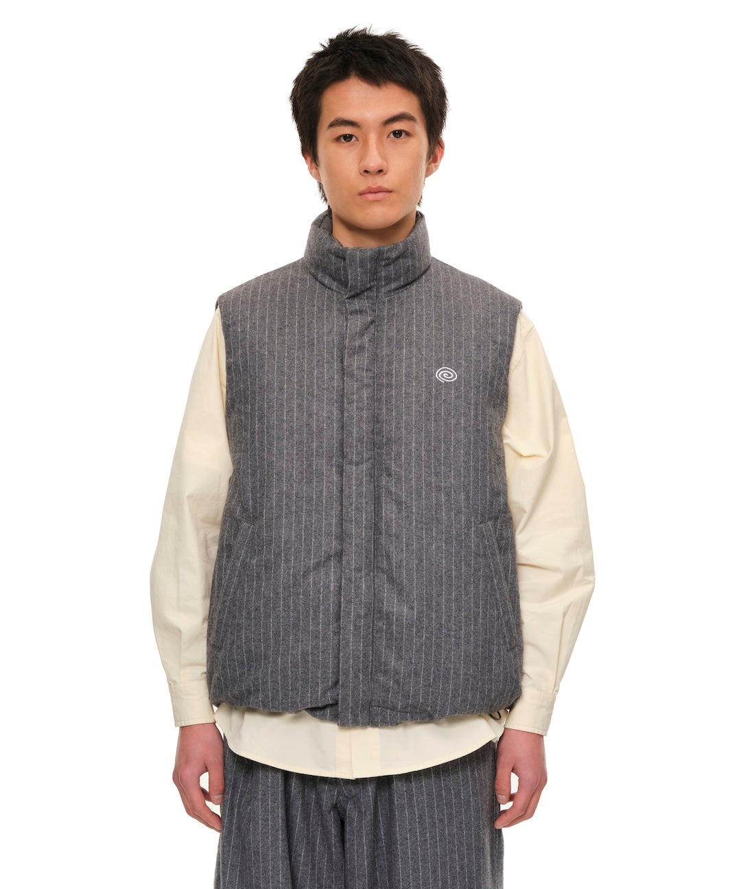 Pin-Stripe Padded Vest (GRAY)
