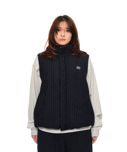 Pin-Stripe Padded Vest (NAVY)