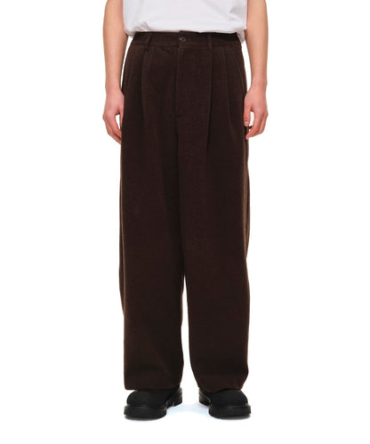Wool-Blend Easy 2-Tuck Pants (BROWN)