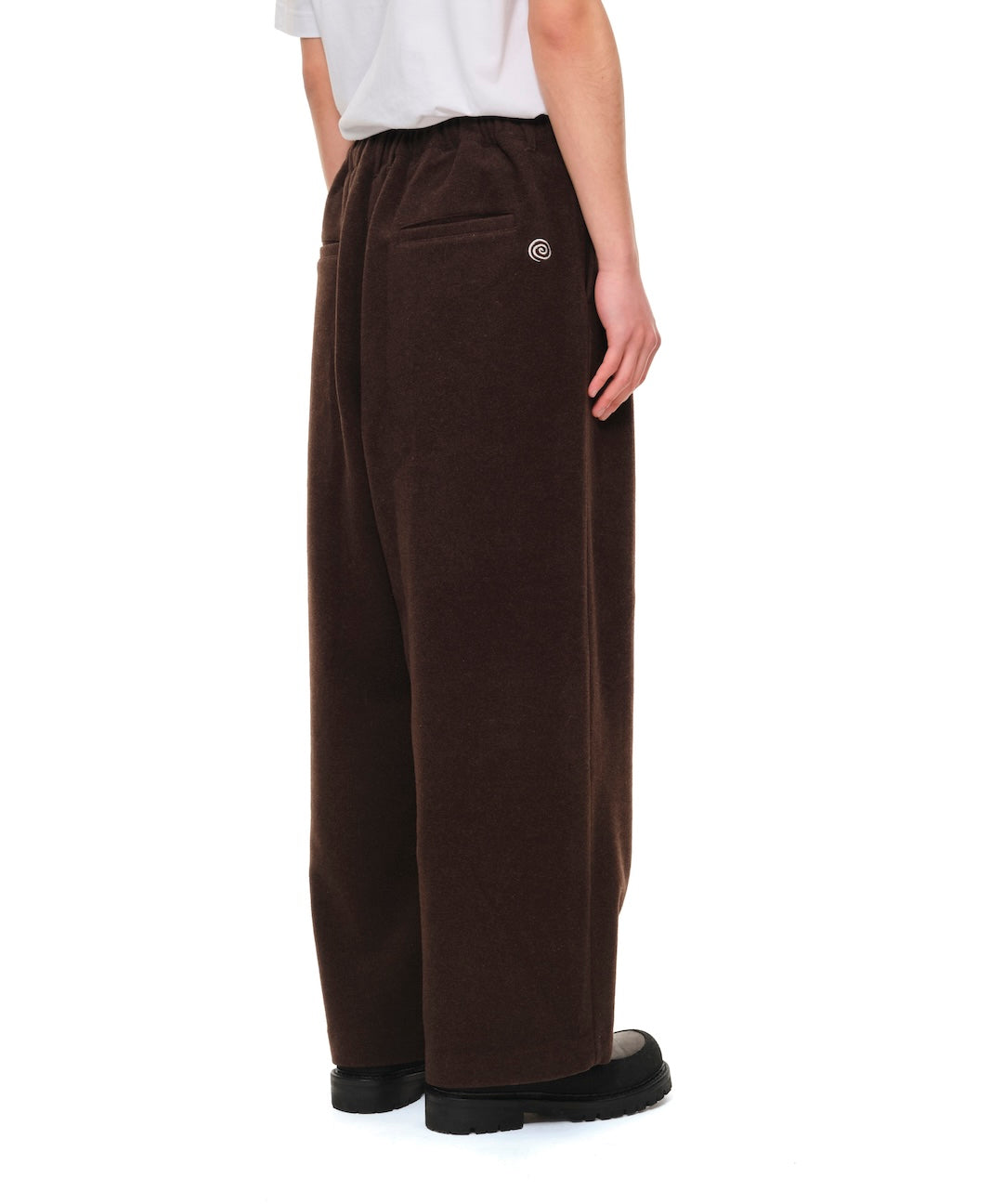 Wool-Blend Easy 2-Tuck Pants (BROWN)