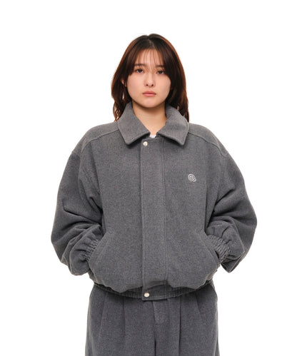 Wool-Blend Stand-Collar Jacket (GRAY)