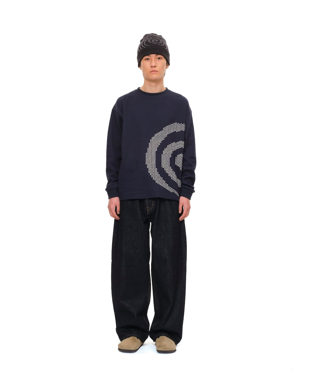 Cross GuruGuru Waffle L/S Tee (NAVY)
