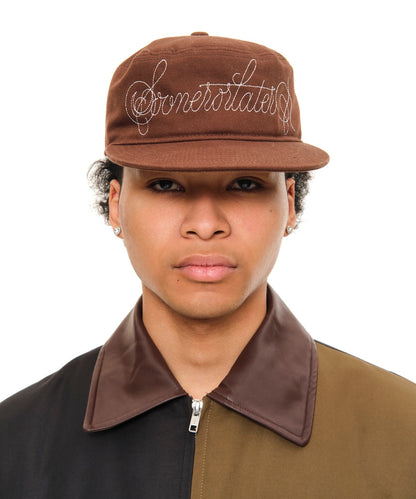 Cursive Logo Pill Box Cap (BROWN)
