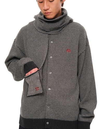 Knitted Border Scarf (BLACK&IVORY)