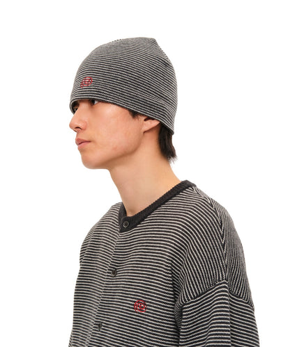 Knitted Border Beanie (BLACK&IVORY)