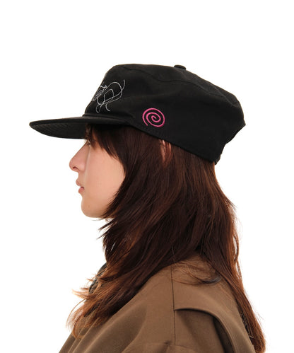 Cursive Logo Pill Box Cap (BLACK)