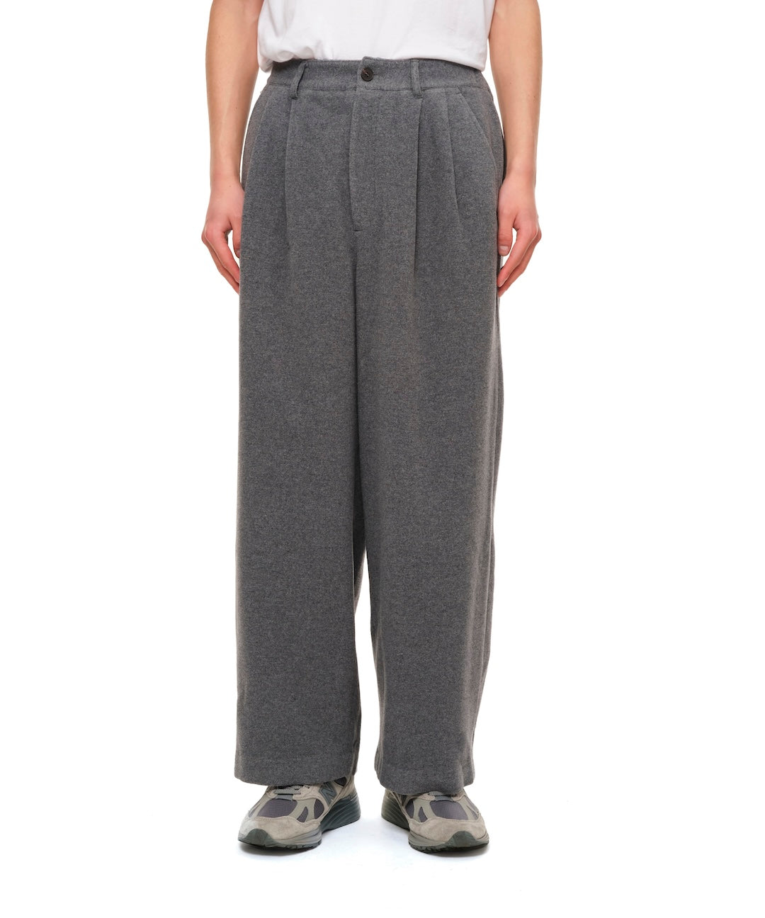 Wool-Blend Easy 2-Tuck Pants (GRAY)