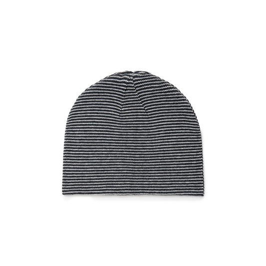 Knitted Border Beanie (BLACK&IVORY)