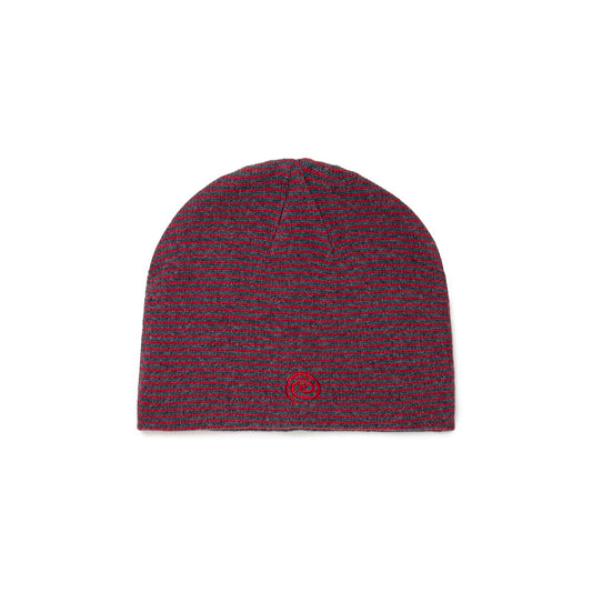 Knitted Border Beanie (BURGUNDY&CHARCOAL)