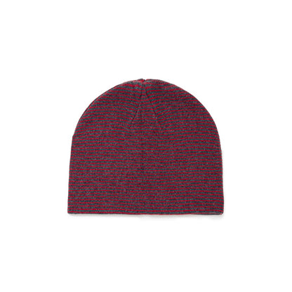 Knitted Border Beanie (BURGUNDY&CHARCOAL)