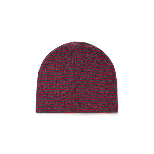Knitted Border Beanie (BURGUNDY&CHARCOAL)