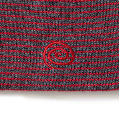 Knitted Border Beanie (BURGUNDY&CHARCOAL)