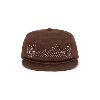 Cursive Logo Pill Box Cap (BROWN)