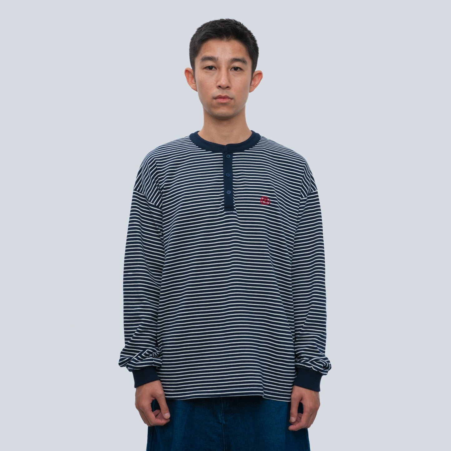 Border L/S Tee (WHITE&NAVY)