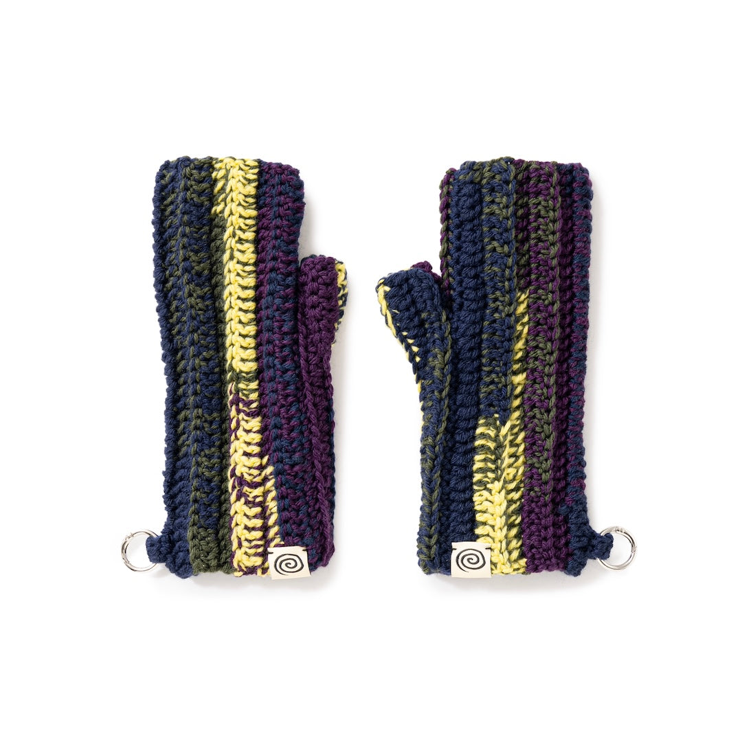 Hand-knitted Fingerless Gloves (NAVY MIX)