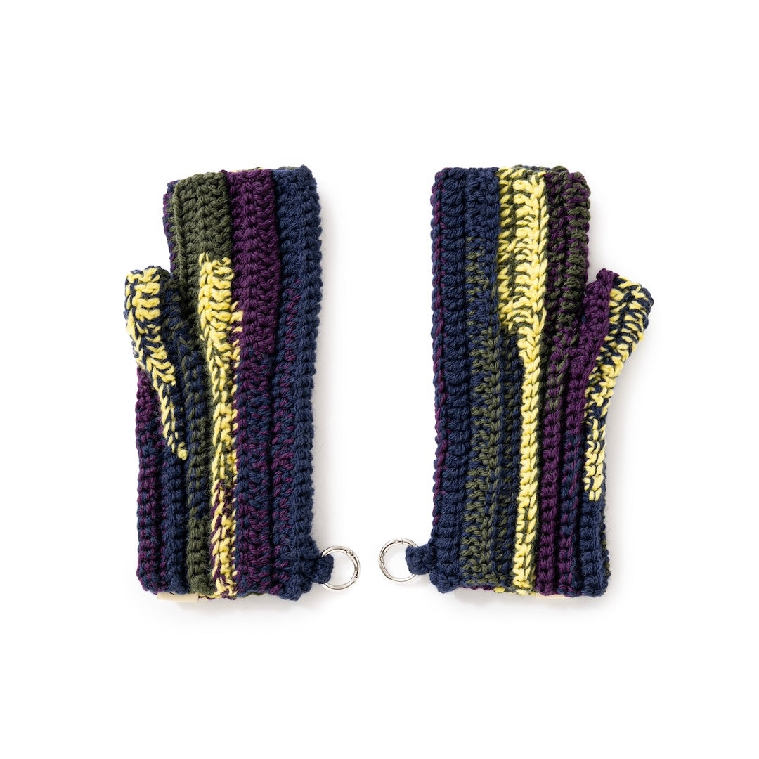 Hand-knitted Fingerless Gloves (NAVY MIX)