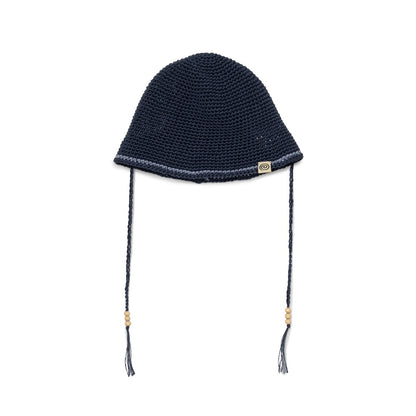 Hand-knitted Hemp Hat (NAVY)
