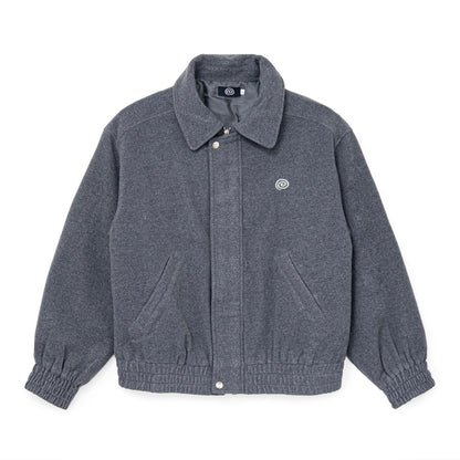 Wool-Blend Stand-Collar Jacket (GRAY)