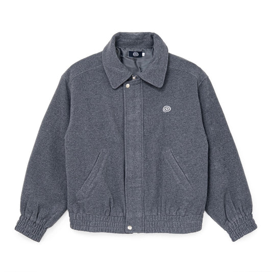Wool-Blend Stand-Collar Jacket (GRAY)