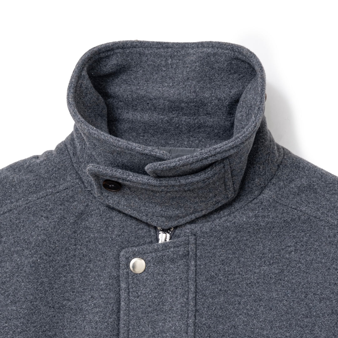 Wool-Blend Stand-Collar Jacket (GRAY)