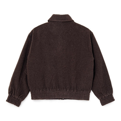 Wool-Blend Stand-Collar Jacket (BROWN)
