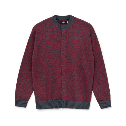 Knitted Border Cardigan (BURGUNDY&CHARCOAL)