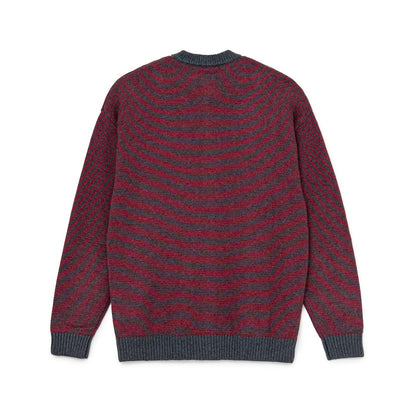 Knitted Border Cardigan (BURGUNDY&CHARCOAL)