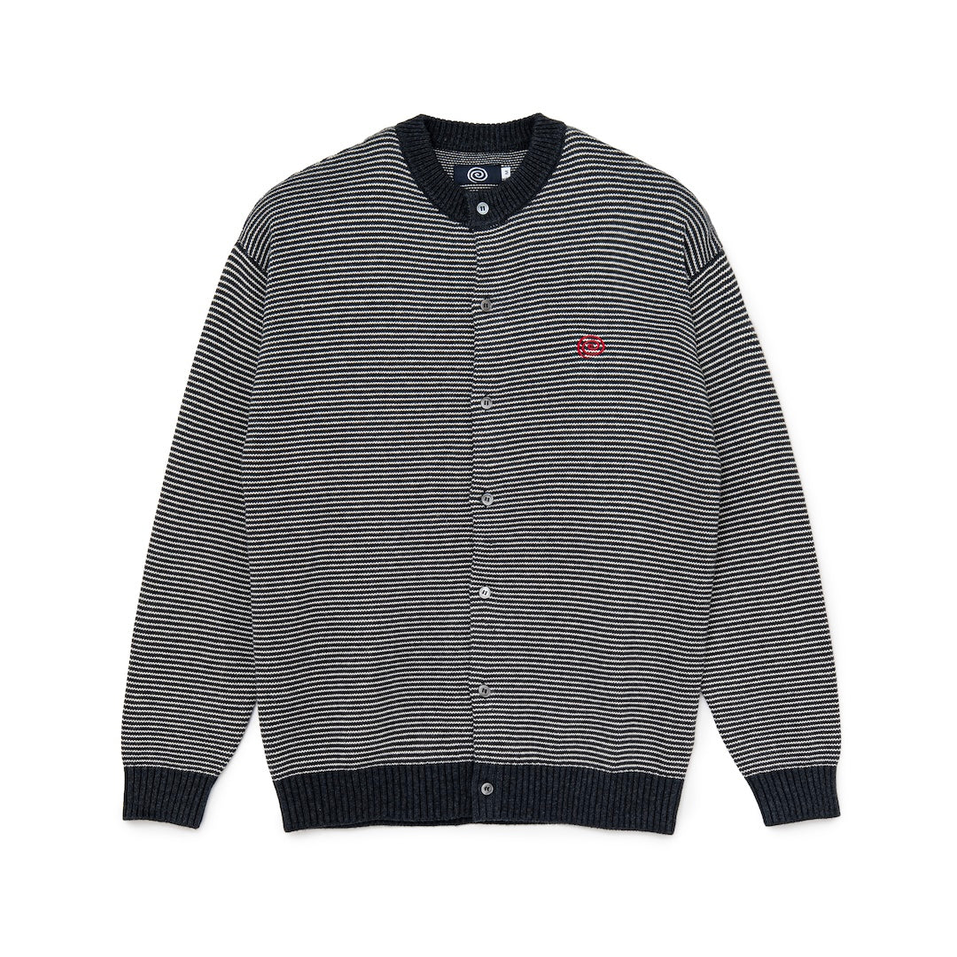 Knitted Border Cardigan (BLACK&IVORY)