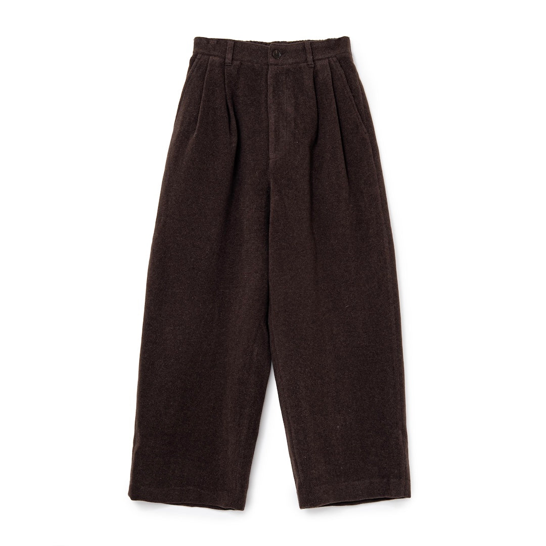 Wool-Blend Easy 2-Tuck Pants (BROWN)