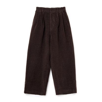Wool-Blend Easy 2-Tuck Pants (BROWN)