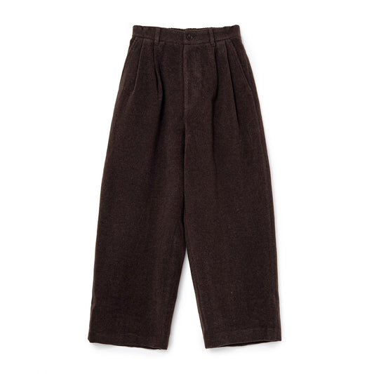 Wool-Blend Easy 2-Tuck Pants (BROWN)