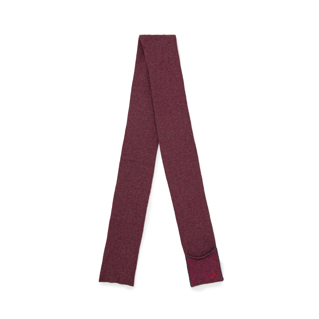 Knitted Border Scarf (BURGUNDY&CHARCOAL)