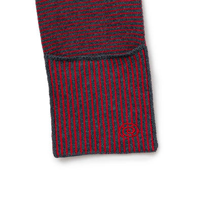 Knitted Border Scarf (BURGUNDY&CHARCOAL)