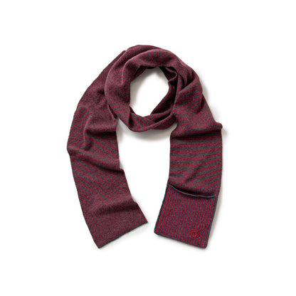 Knitted Border Scarf (BURGUNDY&CHARCOAL)