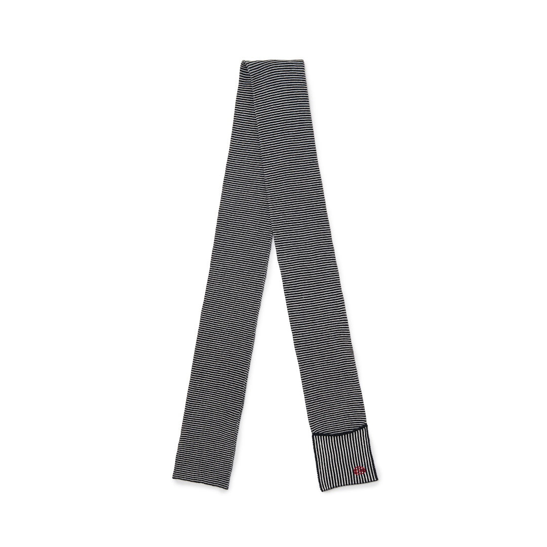Knitted Border Scarf (BLACK&IVORY)