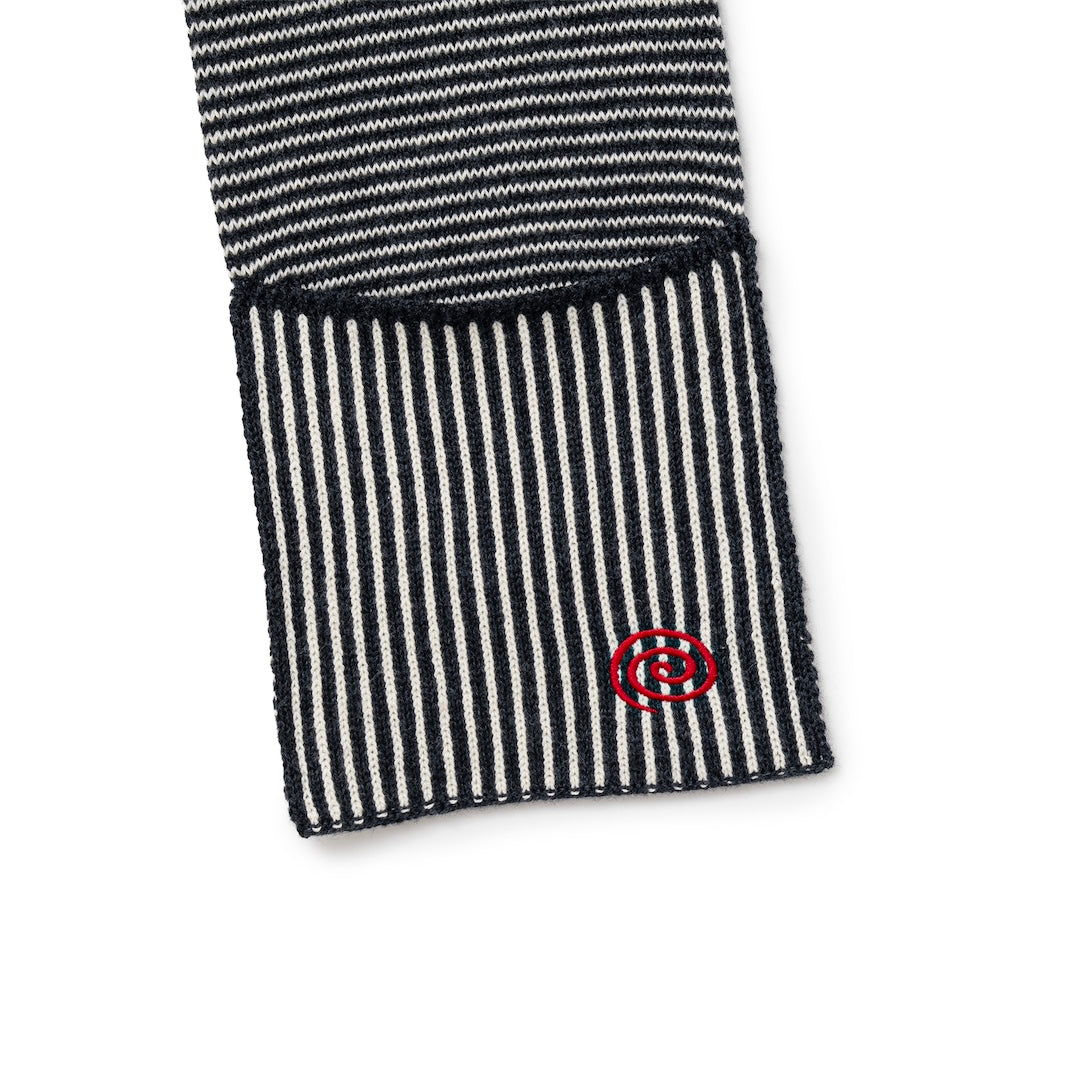 Knitted Border Scarf (BLACK&IVORY)