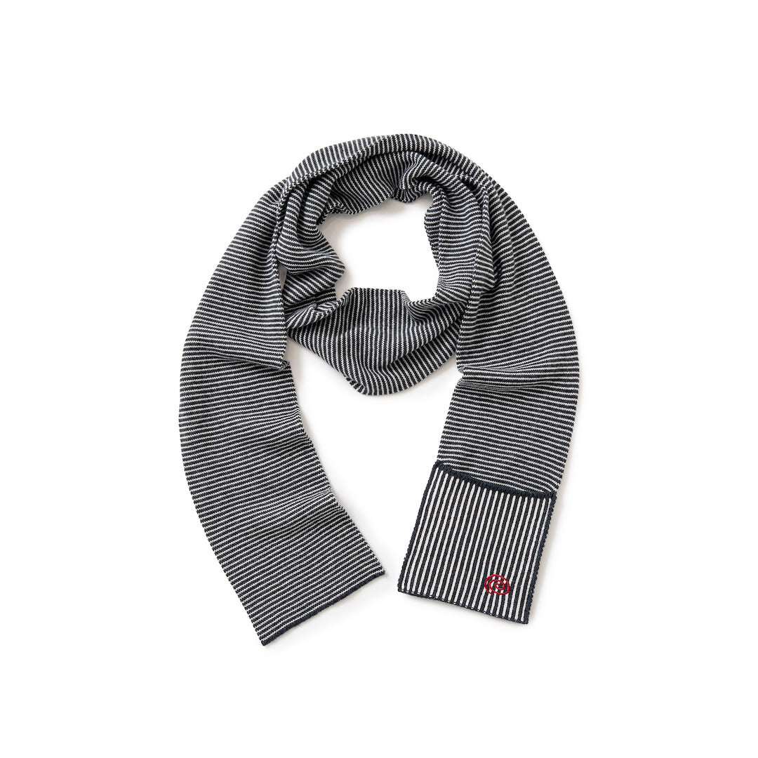 Knitted Border Scarf (BLACK&IVORY)
