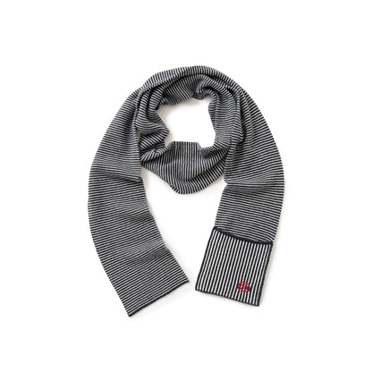 Knitted Border Scarf (BLACK&IVORY)