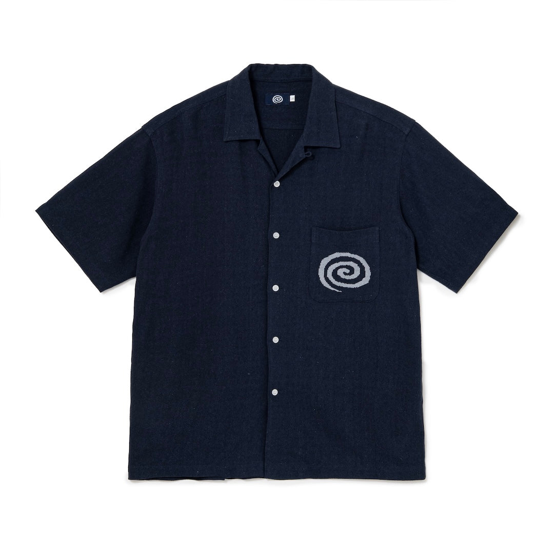 Open Collar S/S Shirt (NAVY)