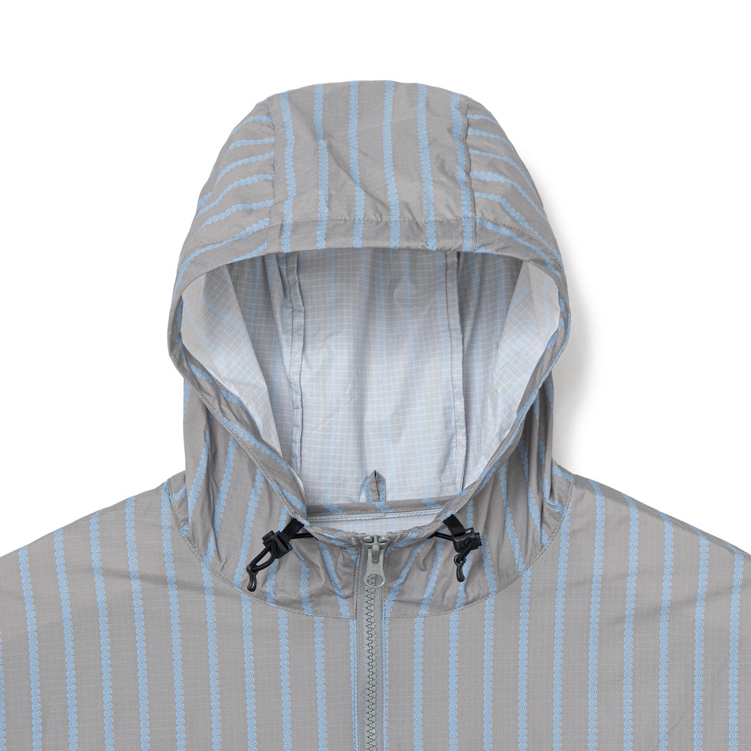 Stripe Nylon Hooded Jacket (GRAY)