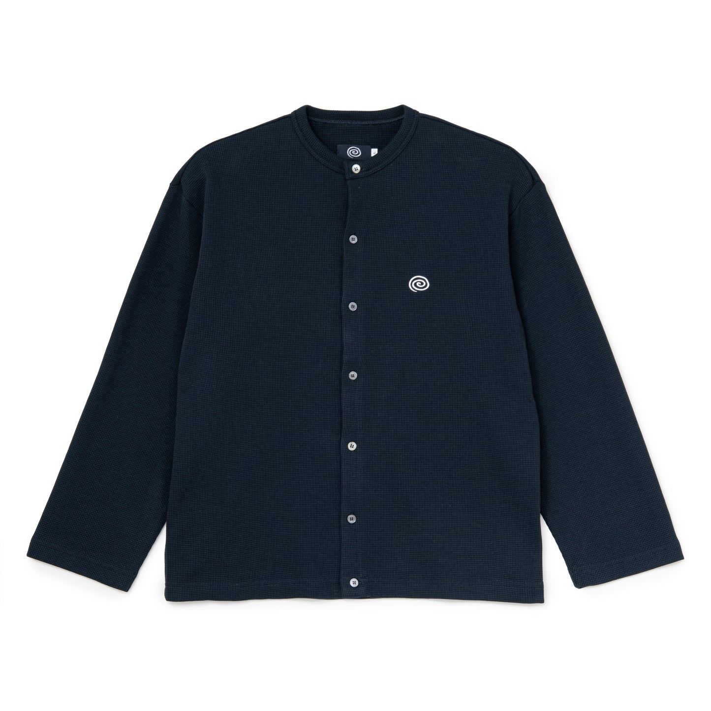 Waffle Crewneck Cardigan (NAVY)