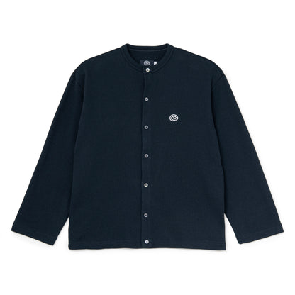 Waffle Crewneck Cardigan (NAVY)