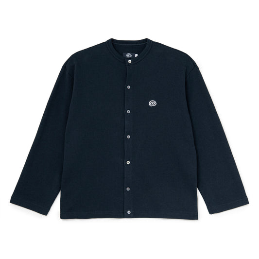 Waffle Crewneck Cardigan (NAVY)